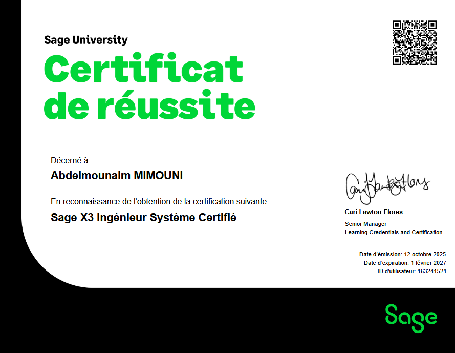 Sage X3 Ingénieur Système